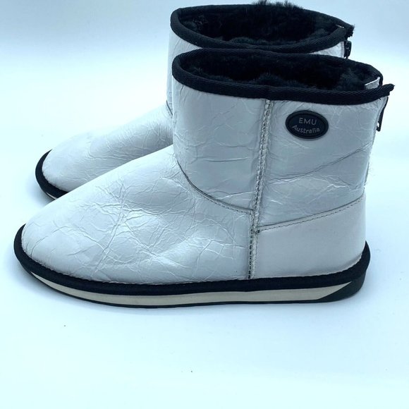 EMU Australia Stinger Mini Zip White Leather Boots Water Resistant W7/M6 NWOB - Picture 9 of 10
